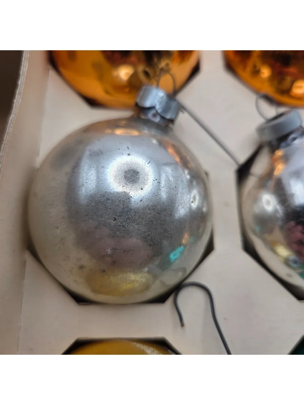 Vintage Essex Franke 12 Glass Christmas Ornaments Multicolor Boxed USA